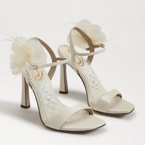 Sam Edelman Ivory Floral Ankle-Strap Heels
